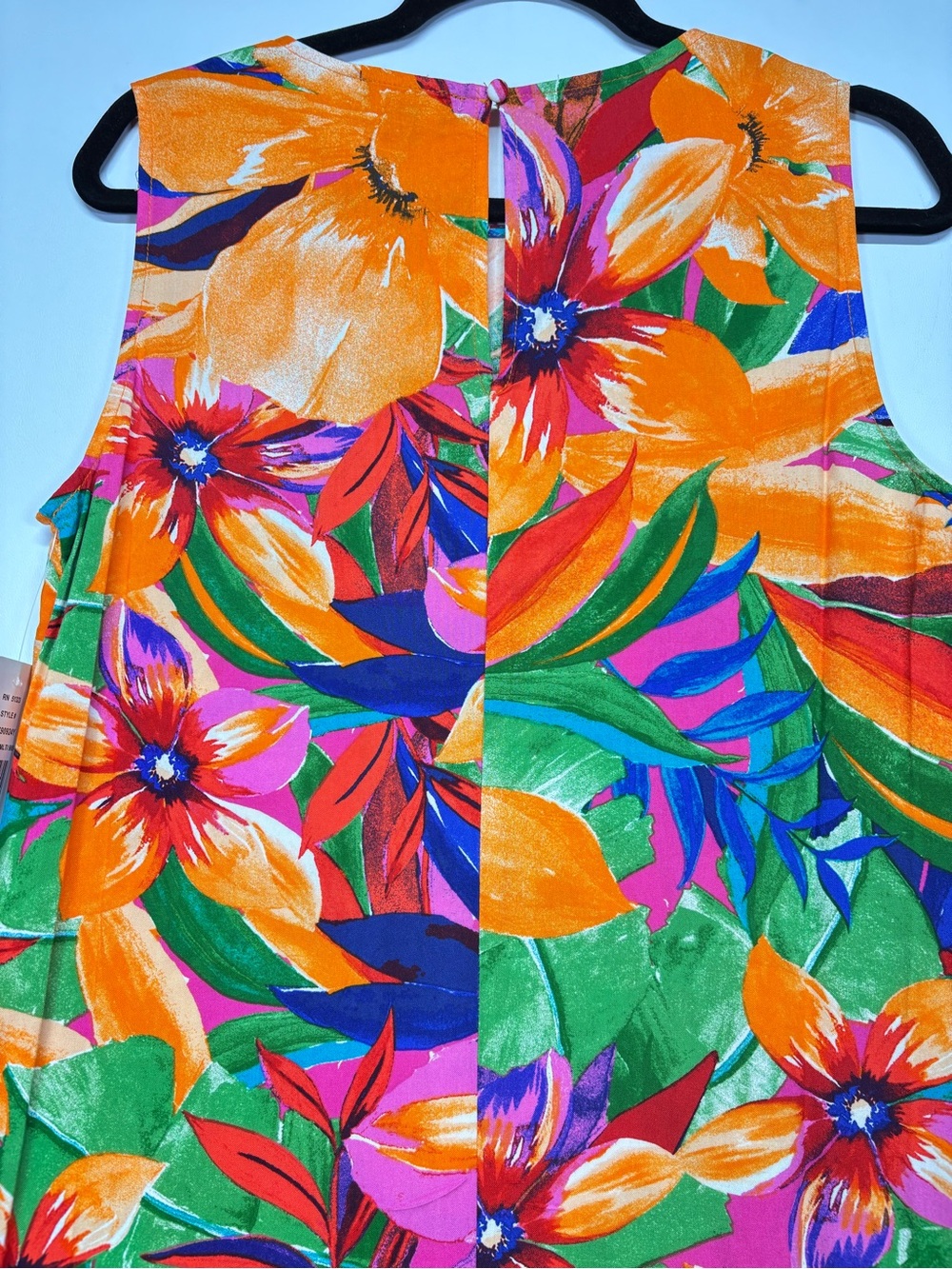 ✨MSK Women’s Sleeveless Tropical Ruffle Hem Shift Dress Size M - Picture 8 of 14